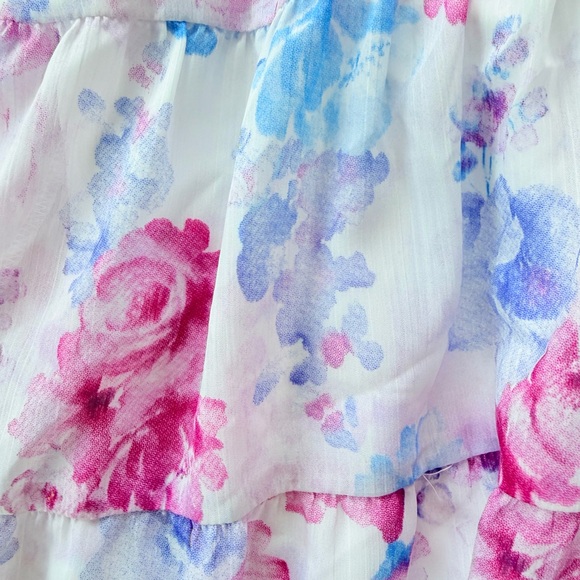🔥PRICE DROP🔥Steve Madden Pink & Blue Floral Ruffle Tiered Mini Dress - Picture 6 of 14